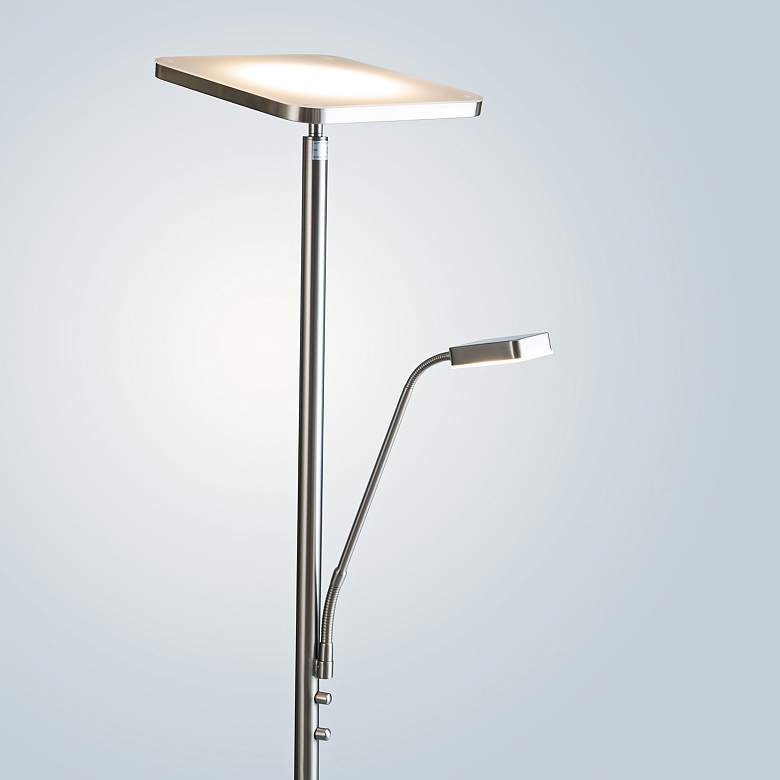 Image 3 Hector Brushed Nickel LED Torchiere Lamp with Reading Light more views