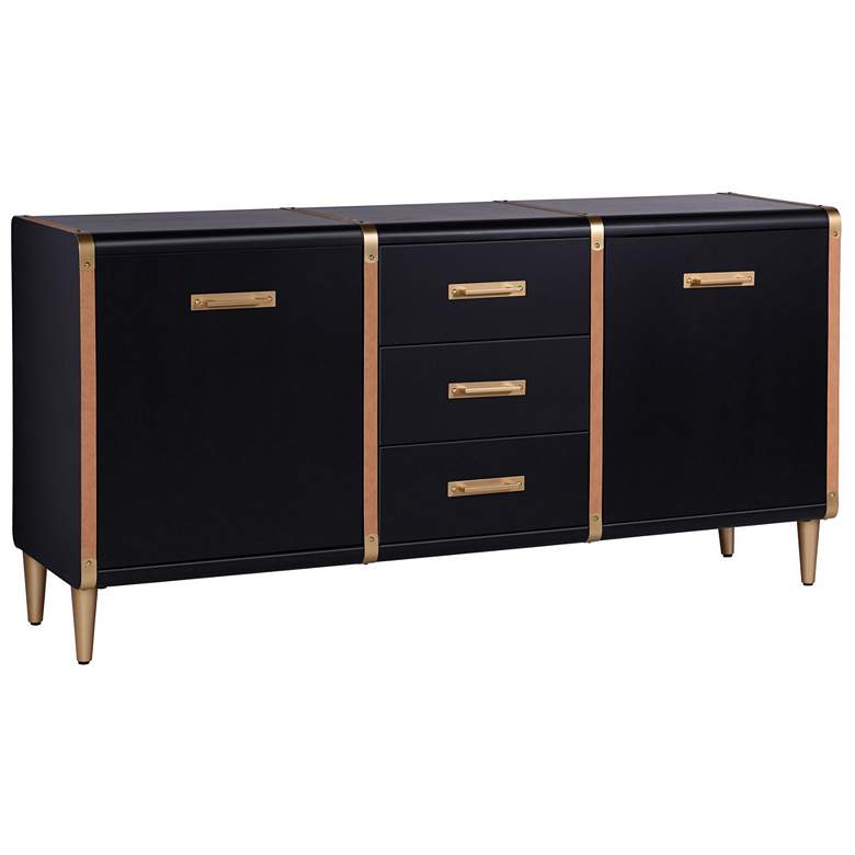 Image 1 Hector Matte Black and Gold Two Door Trunk Sideboard