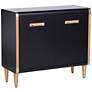 Hector Matte Black, Gold Two Door Trunk Cabinet w/ Faux Leather Straps
