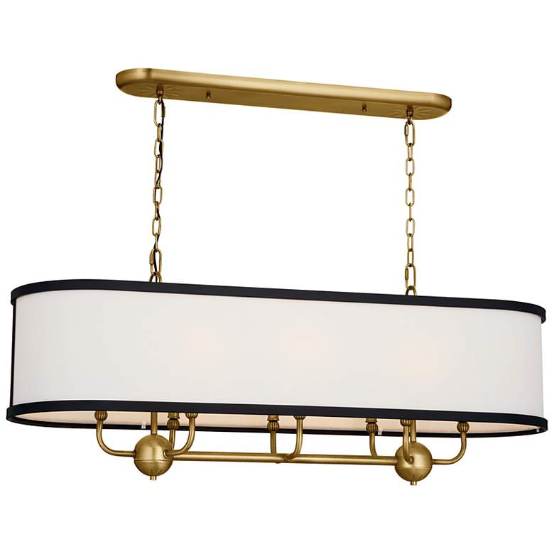 Image 1 Heddle 42 1/2"W Natural Brass 8-Light Linear Oval Chandelier