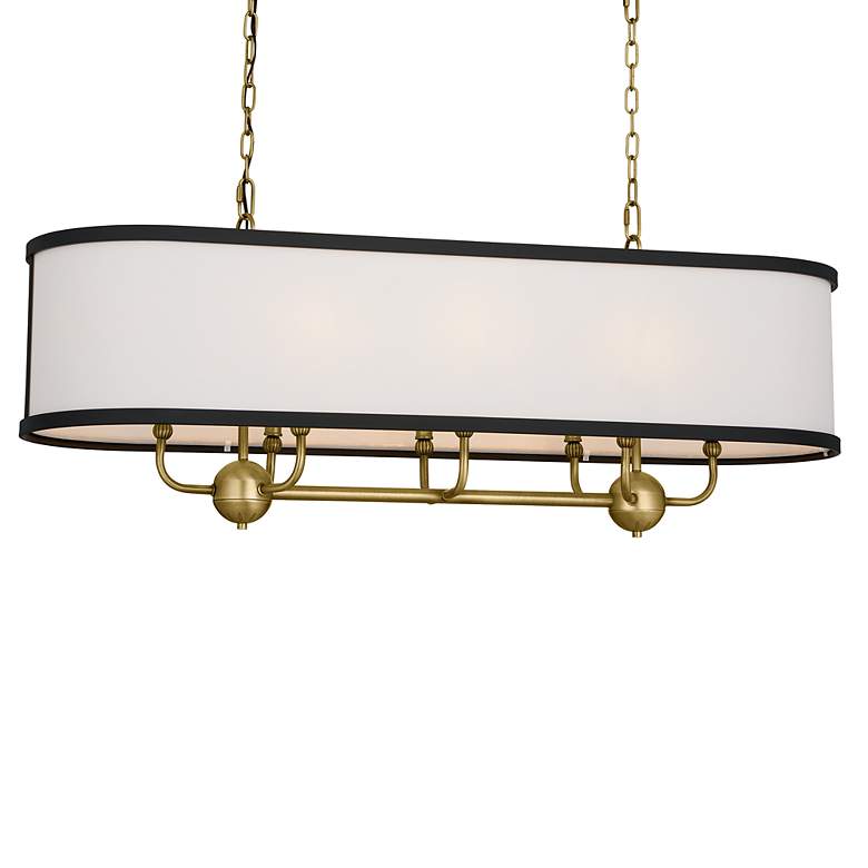 Image 2 Heddle 42 1/2"W Natural Brass 8-Light Linear Oval Chandelier more views