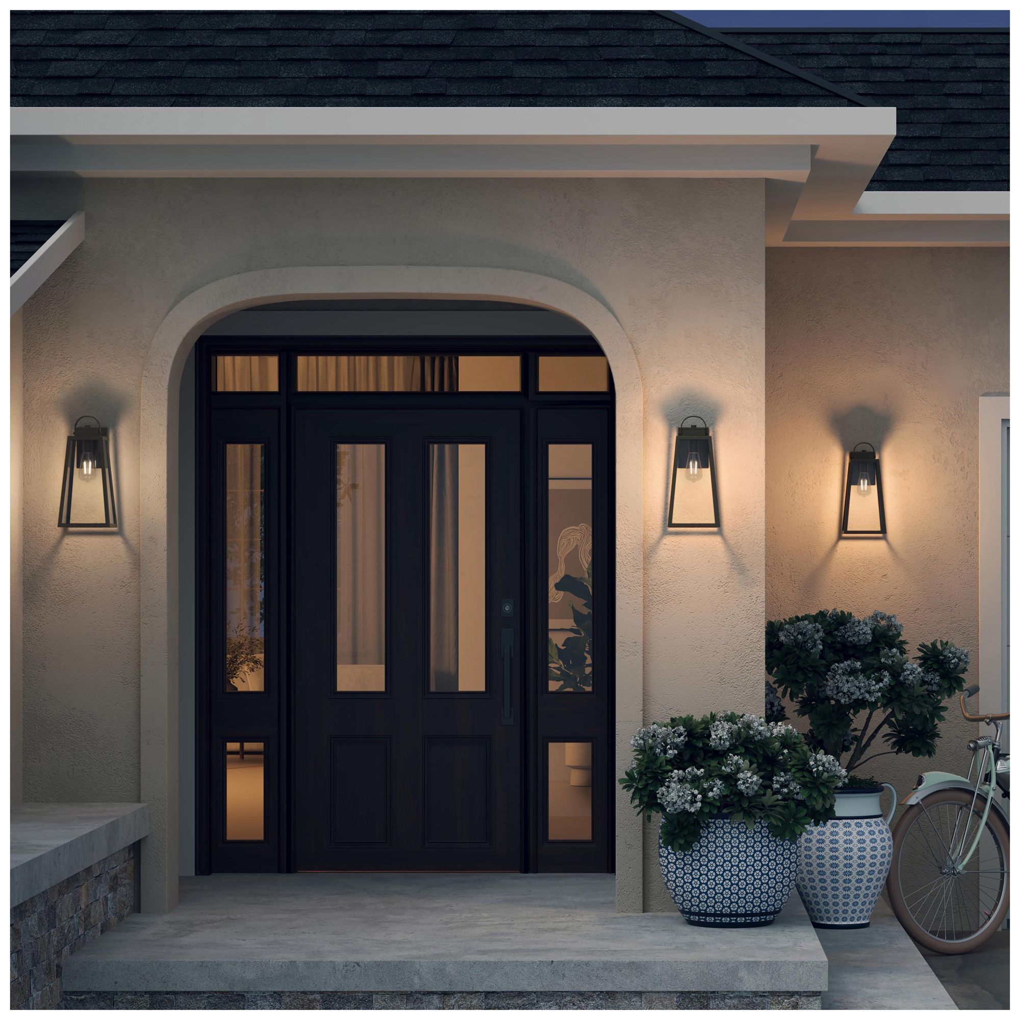 Image 5 Hedry Large Outdoor Wall Lantern with Clear Glass Panels more views