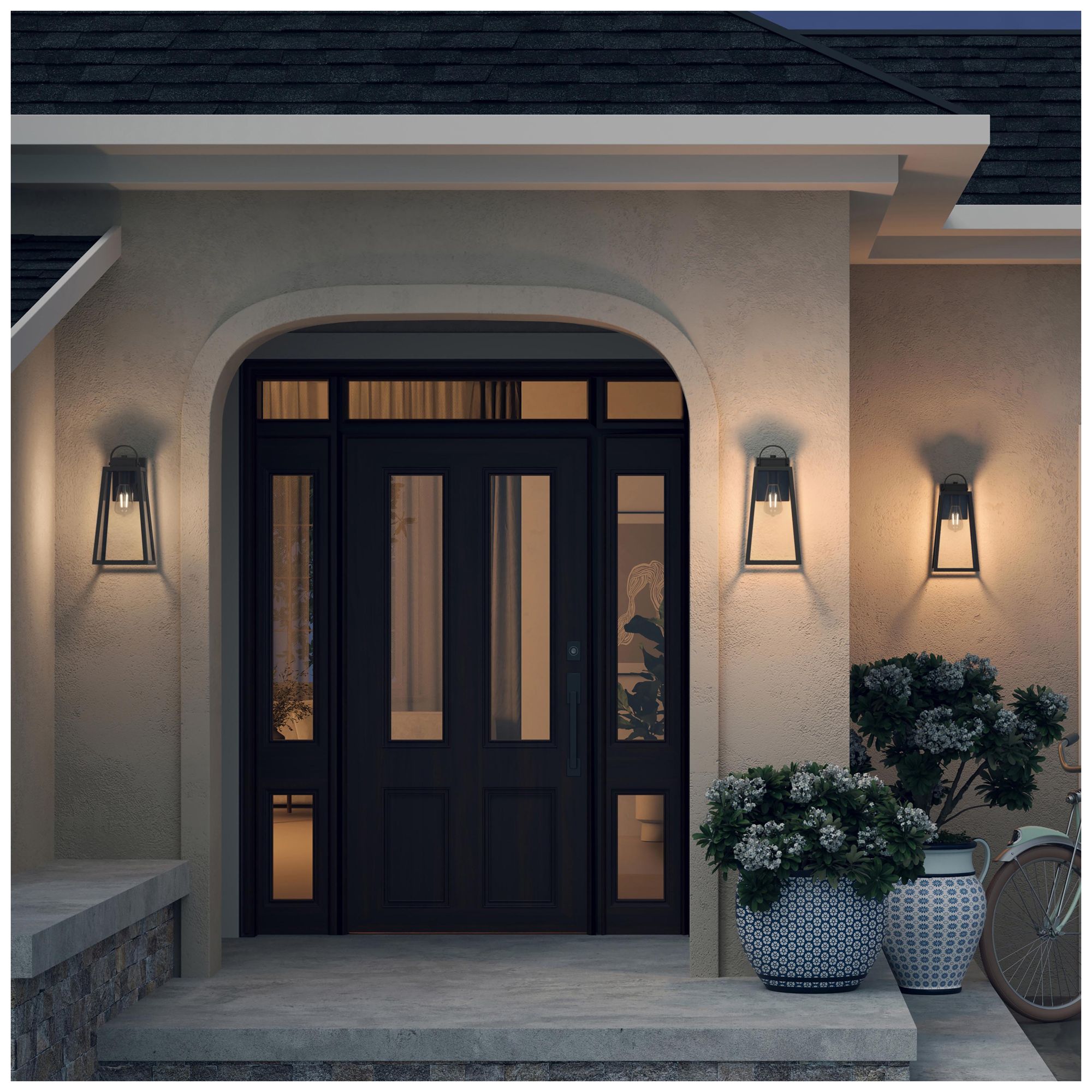 Image 5 Hedry Large Outdoor Wall Lantern with Clear Glass Panels more views