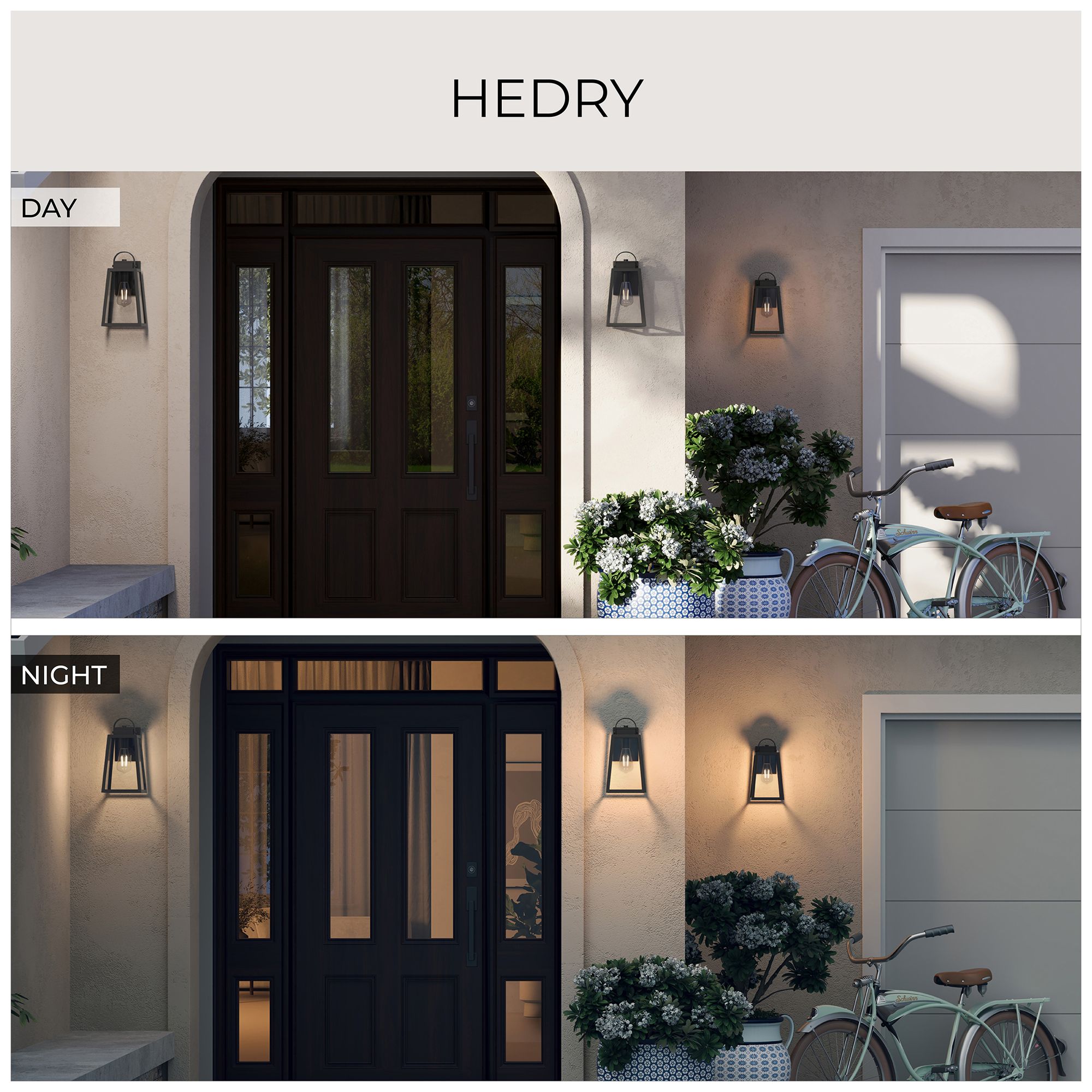 Hedry Large Outdoor Wall Lantern with Clear Glass Panels