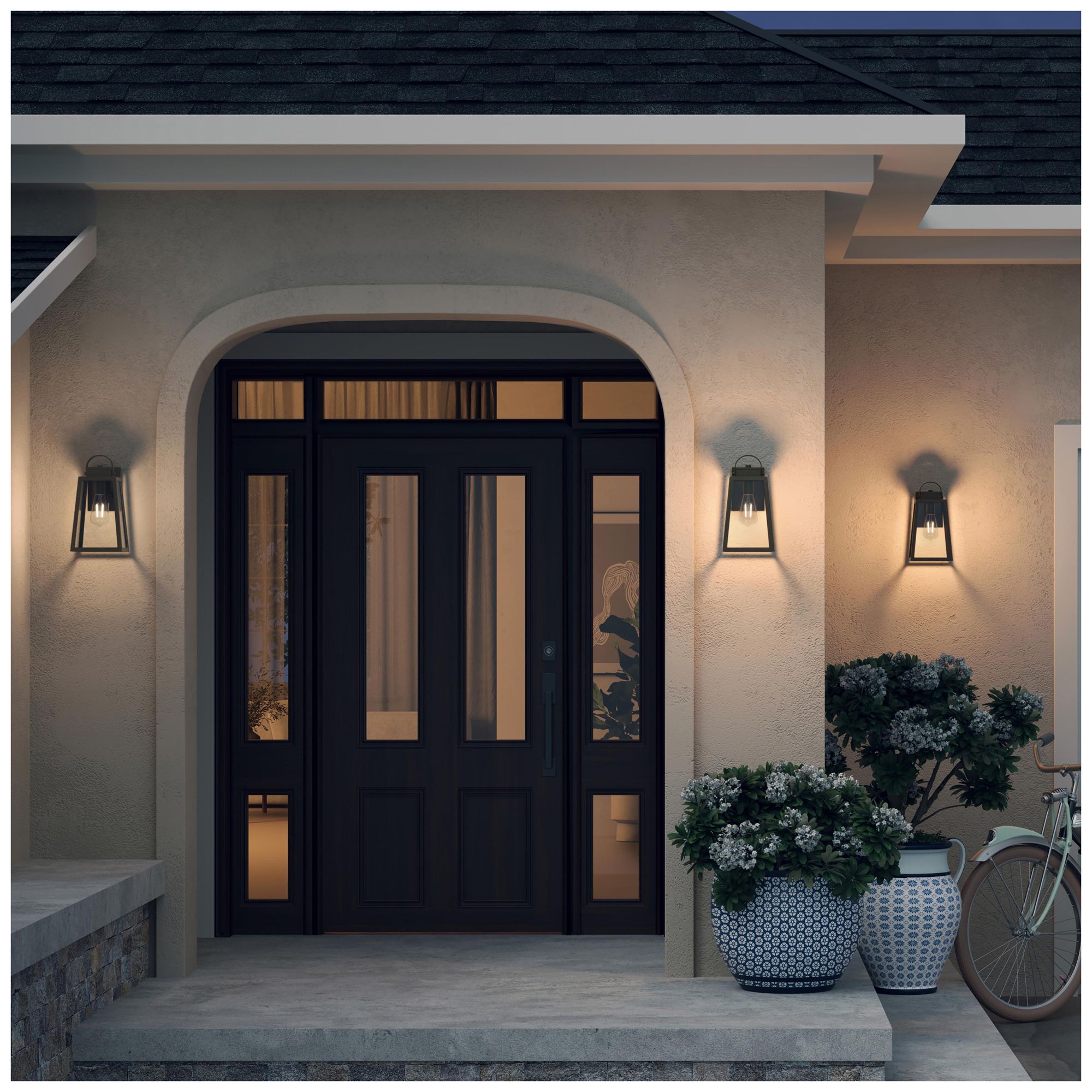 Image 5 Hedry Medium Outdoor Wall Lantern with Clear Glass Panels more views
