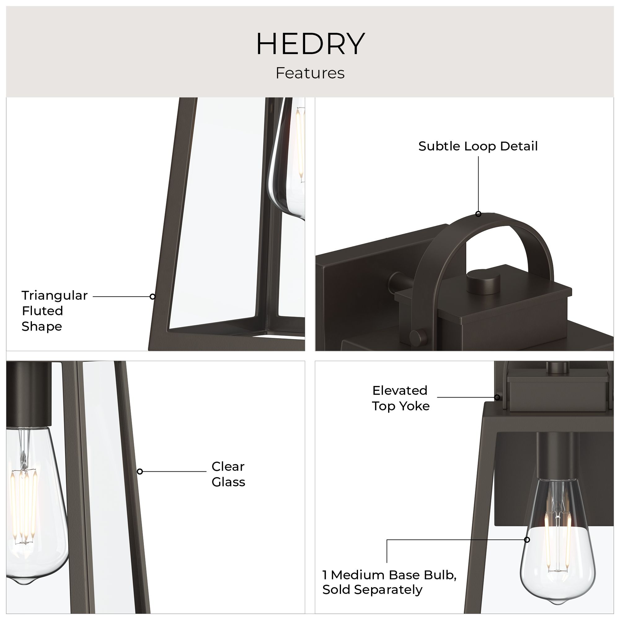 Hedry Medium Outdoor Wall Lantern with Clear Glass Panels