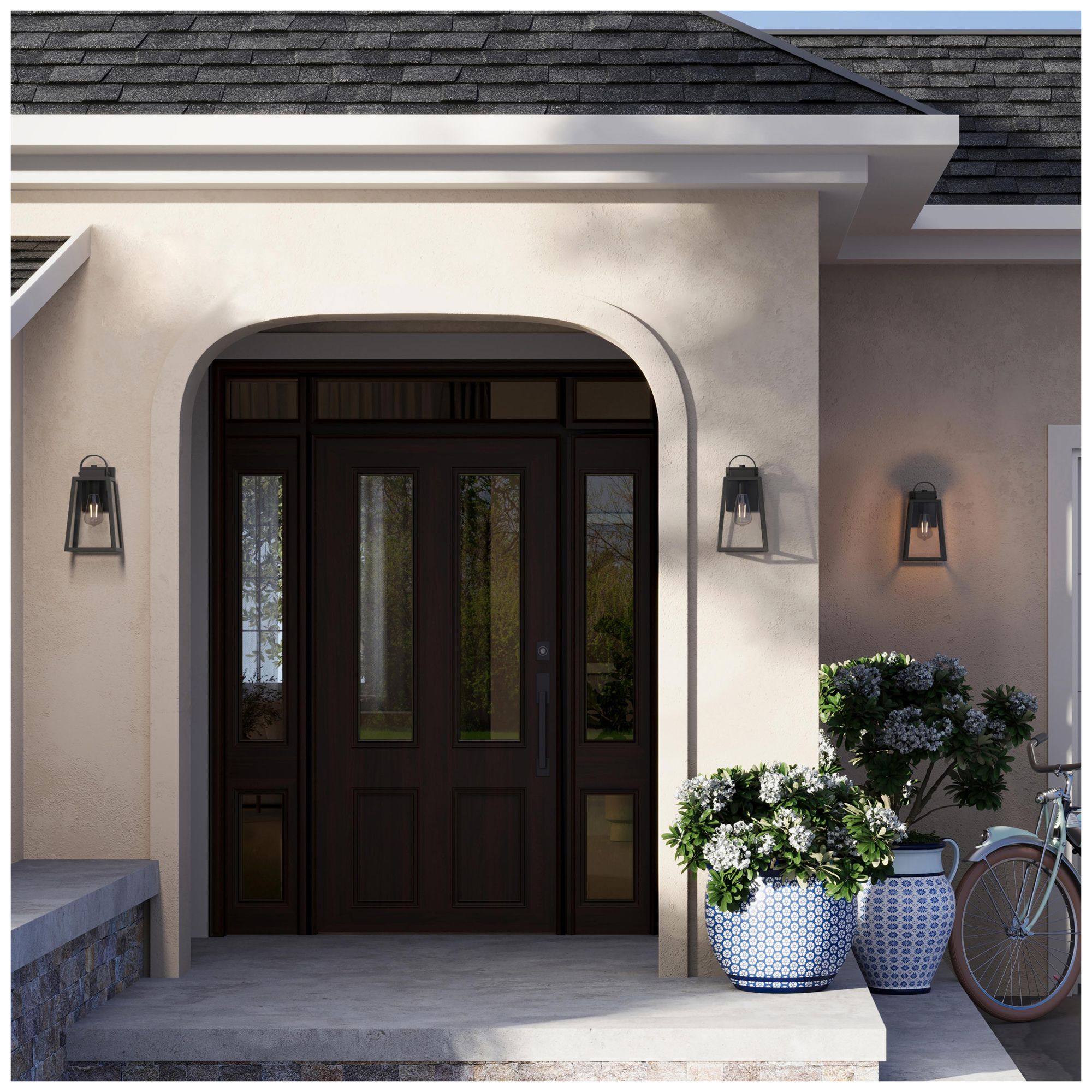 Image 3 Hedry Medium Outdoor Wall Lantern with Clear Glass Panels more views