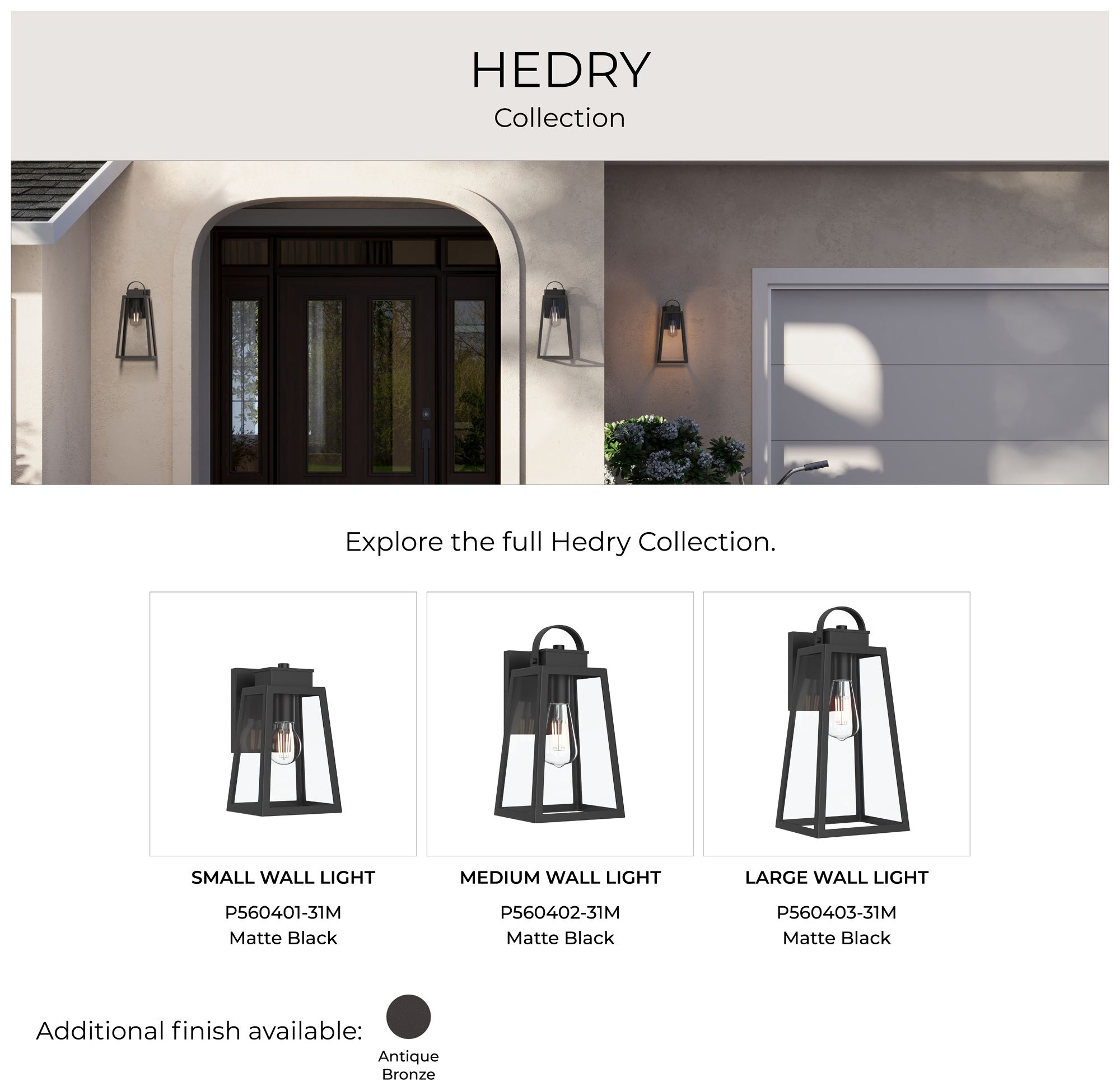 Hedry Medium Outdoor Wall Lantern with Clear Glass Panels