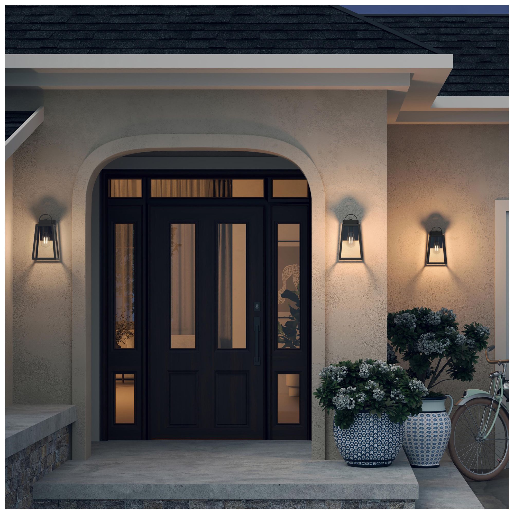 Image 5 Hedry Medium Outdoor Wall Lantern with Clear Glass Panels more views