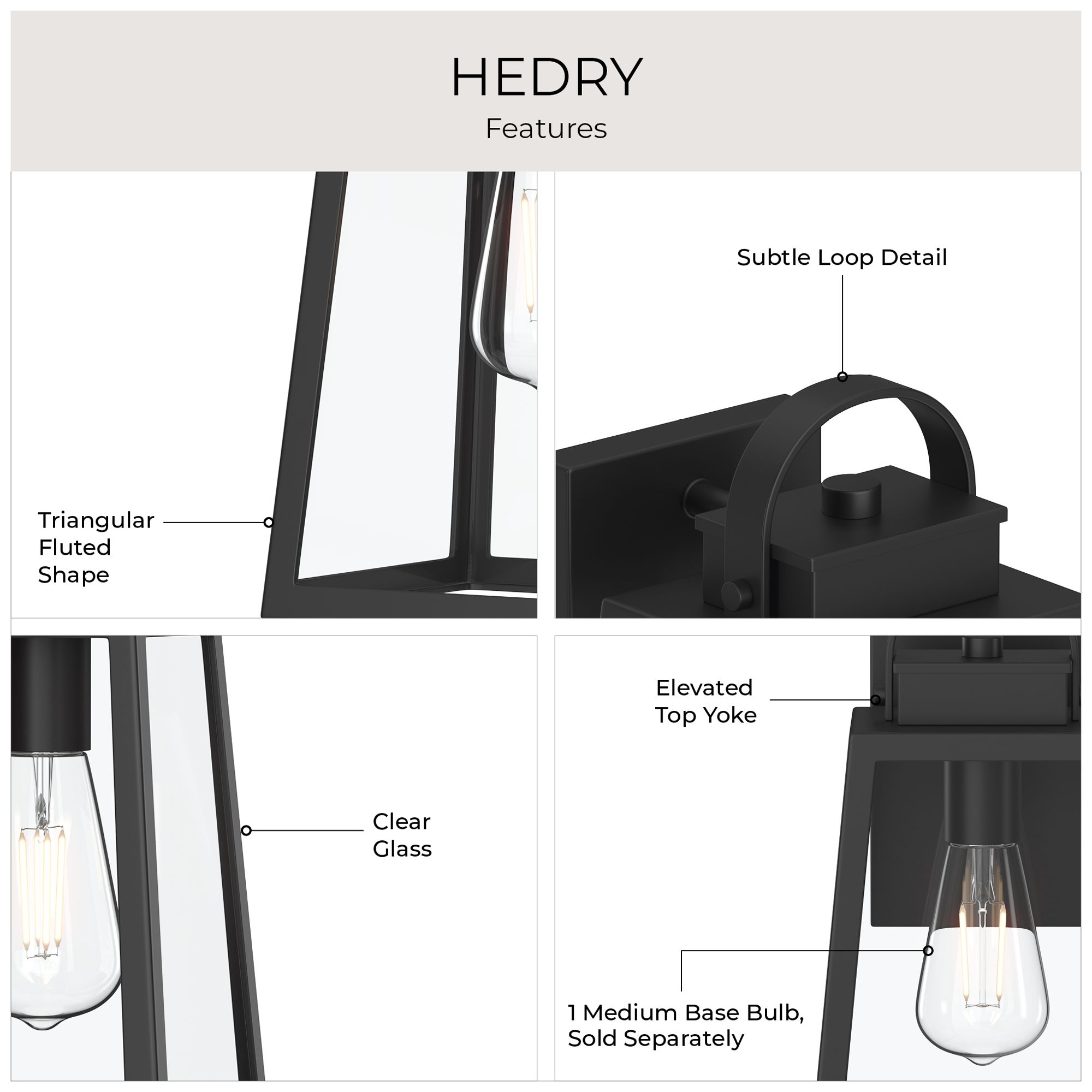 Hedry Medium Outdoor Wall Lantern with Clear Glass Panels
