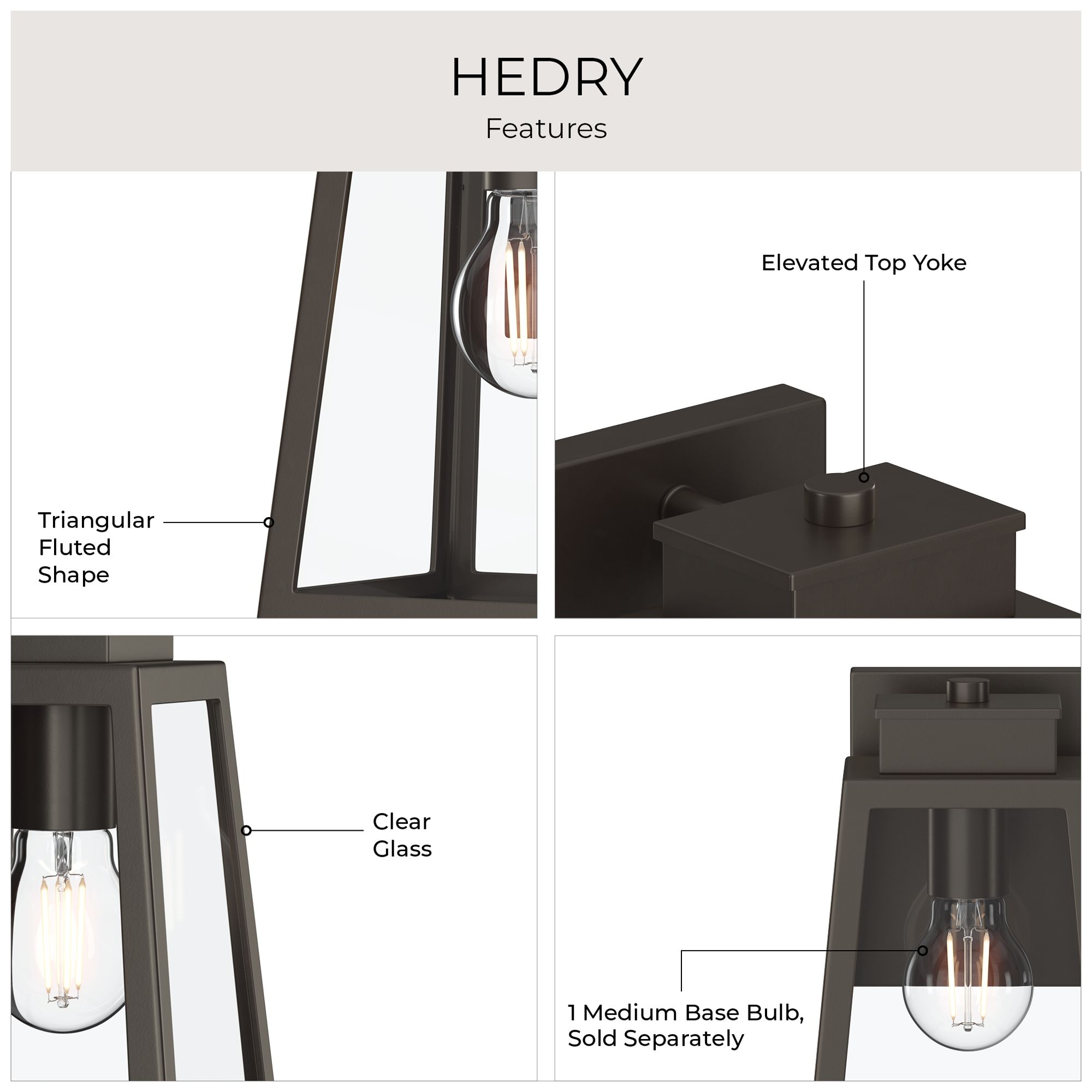 Hedry Small Outdoor Wall Lantern with Clear Glass Panels