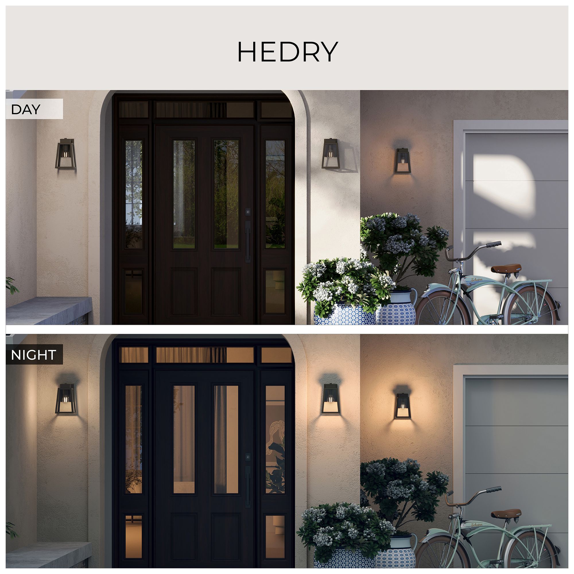Hedry Small Outdoor Wall Lantern with Clear Glass Panels