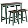 Hefla Antique Green Brown 3-Piece Counter Height Dining Set