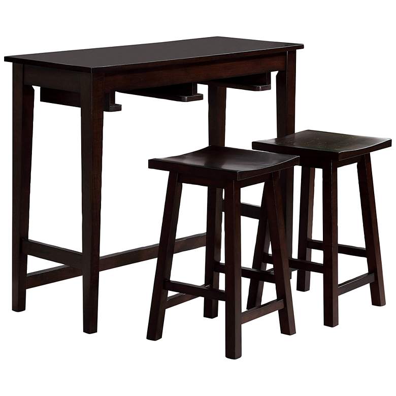 Image 2 Hefla Espresso Wood 3-Piece Counter Height Dining Set