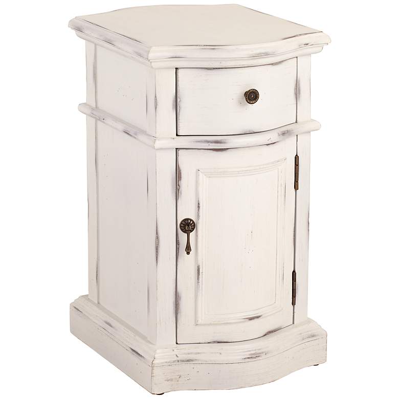 Image 1 Heidi 1-Drawer Distressed Antique White Chairside Table