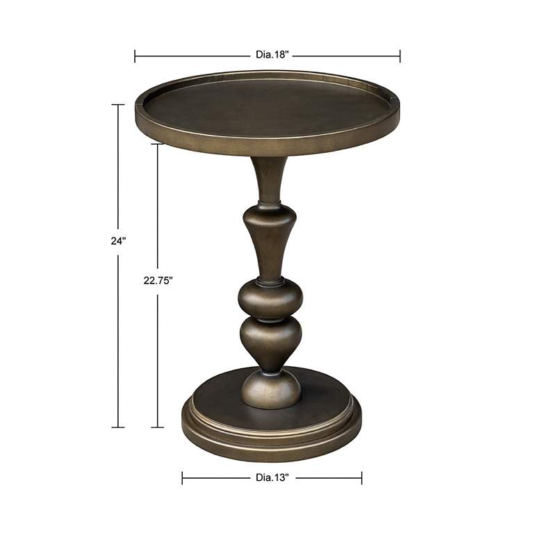 Image 6 Heidi 18" Wide Bronze Wood Round Pedestal Accent Table more views