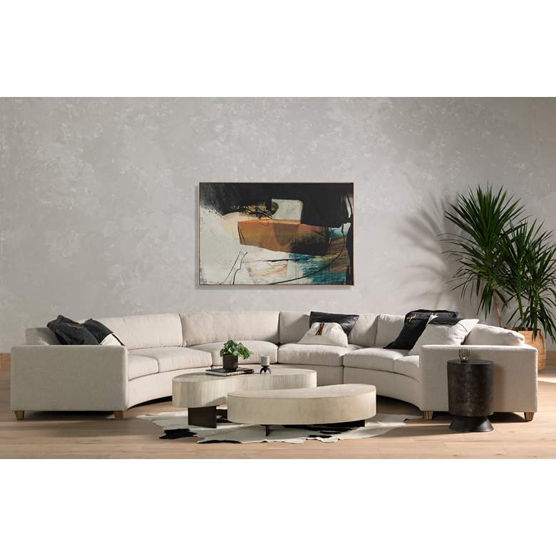 Image 1 Heidi Modern Ivory Fabric and Pine 3-Piece Sectional