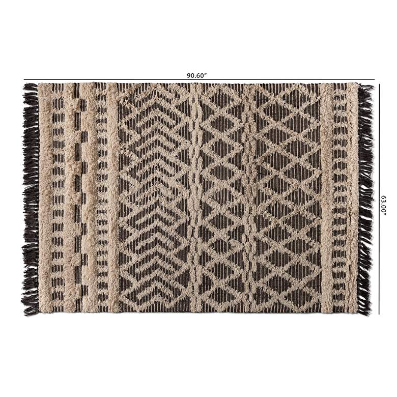 Image 4 Heino 5&#39;3 inchx7&#39;7 inch Ivory and Charcoal Wool Indoor Area Rug more views