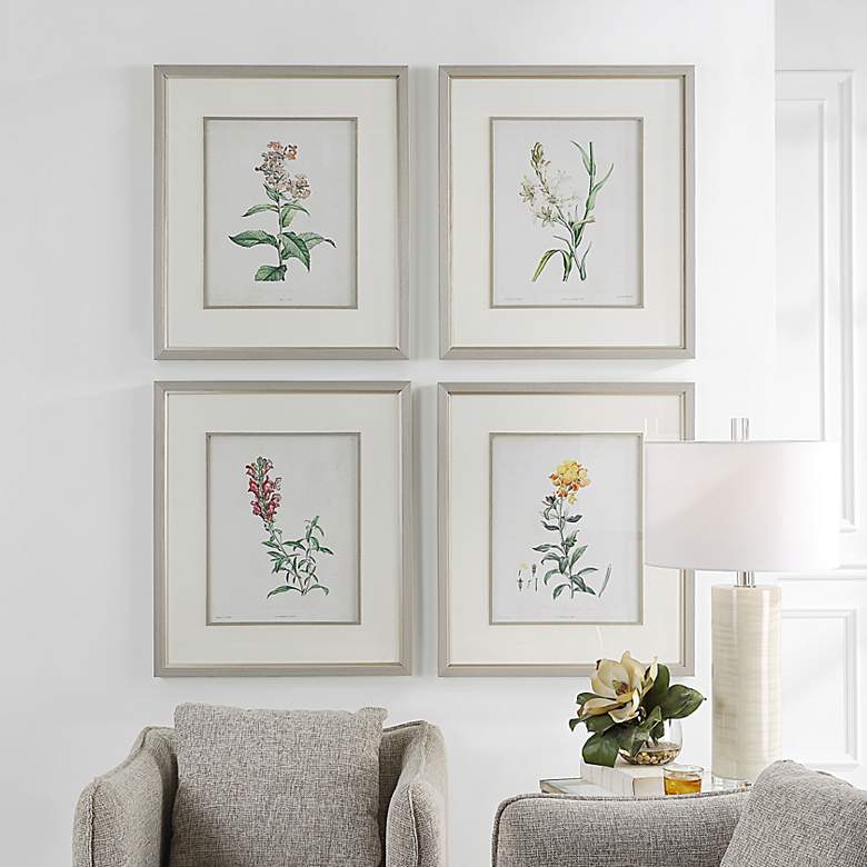 Image 1 Heirloom Blooms Study 30" High 4-Piece Framed Wall Art Set
