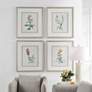 1_Heirloom Blooms Study 30" High 4-Piece Framed Wall Art Set