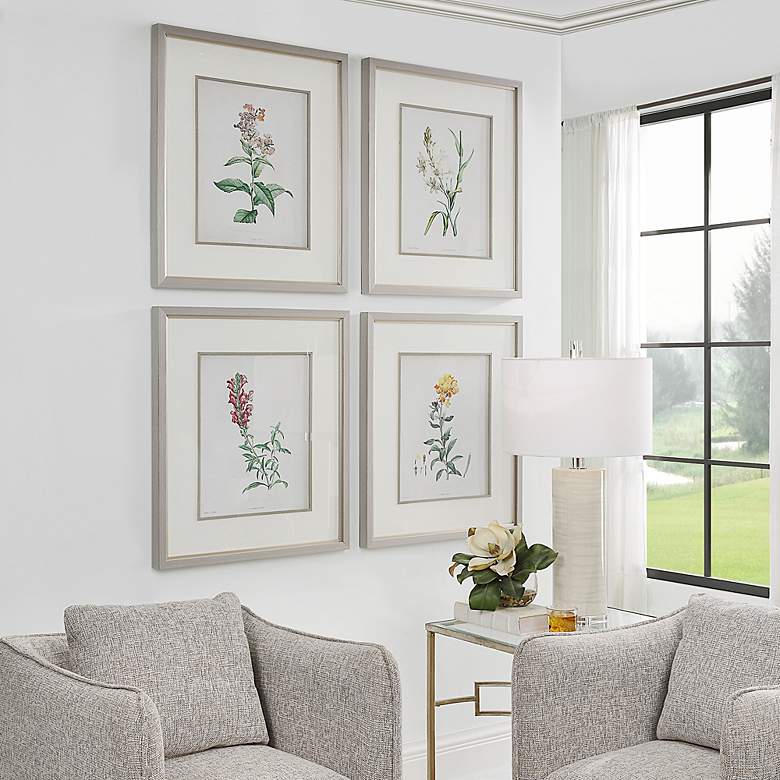 Image 3 Heirloom Blooms Study 30" High 4-Piece Framed Wall Art Set more views