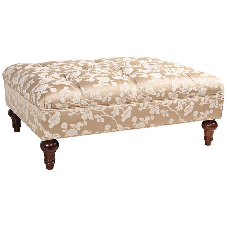 Image 1 Heirloom Off-White Floral Jacquard Rectangle Tufted Bench