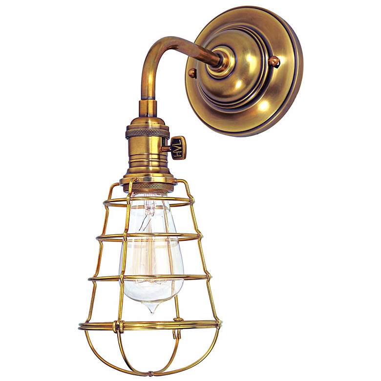 Image 1 Heirloom Wire Guard Aged Brass Wall Sconce