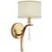 Helaine 15 1/4" High Gold and White Linen Wall Sconce