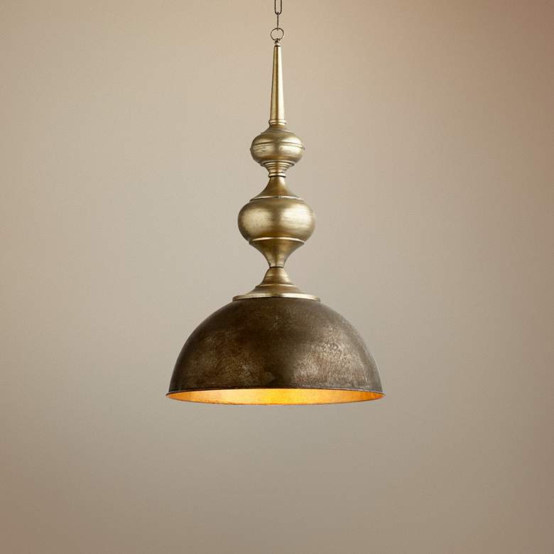 Image 1 Helen 21" Wide Matte Bronze Bowl and Spire Pendant Light