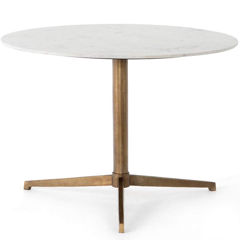 Image 7 Helen 42" Wide Aluminum and Marble Round Bistro Table more views