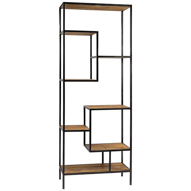 Image 1 Helena 102 inch High Reclaimed Wood Modern Industrial Bookcase