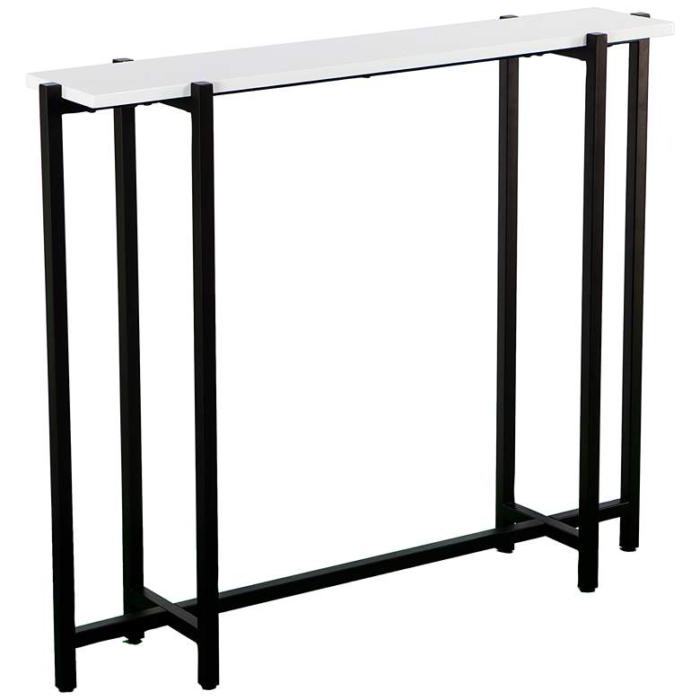 Image 2 Helena 36" Wide White Black Iron Narrow Console Table