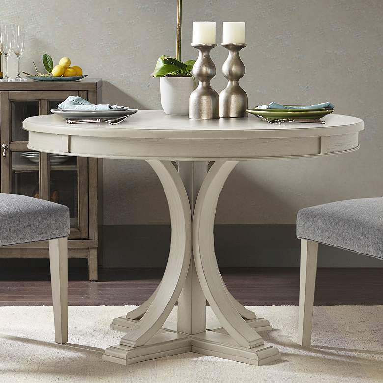 Image 1 Helena 44" Wide Antique Cream Wood Round Dining Table
