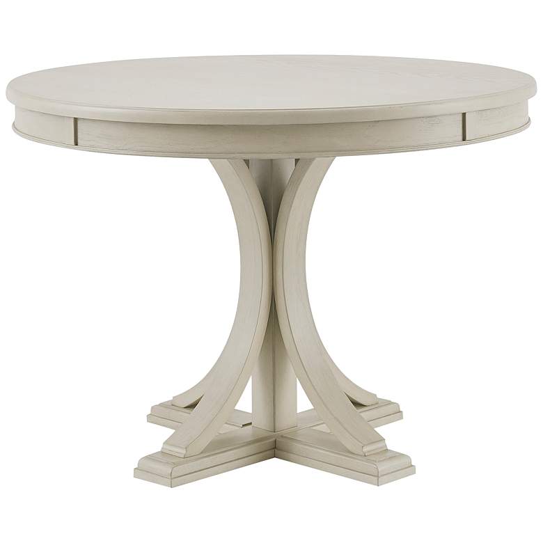 Image 6 Helena 44 inch Wide Antique Cream Wood Round Dining Table more views