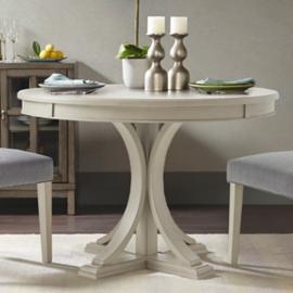 Helena 44" Wide Antique Cream Wood Round Dining Table