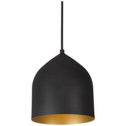 Helena 8" Wide Black and Gold LED Mini Pendant