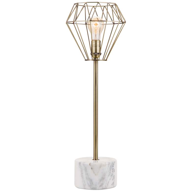 Image 1 Helena Plated Brass and White Marble Table Lamp