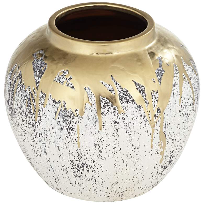Image 5 Helene 9" High Matte Gold and Gray Decorative Vase more views