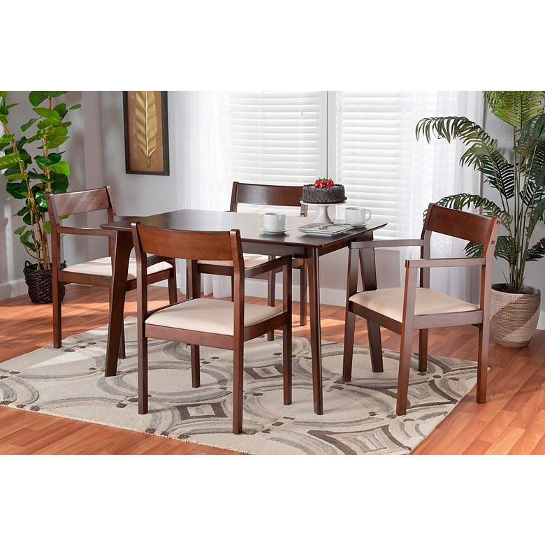Image 1 Helene Cream Fabric 5-Piece Dining Table and Chair Set