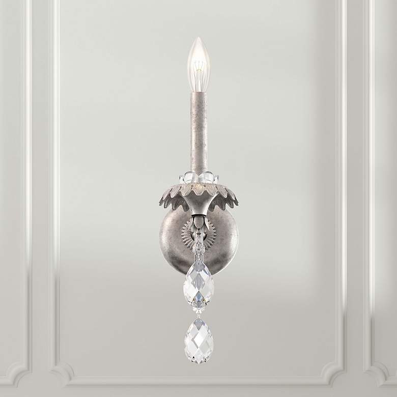 Image 1 Helenia 17"H x 4.5"W 1-Light Crystal Wall Sconce in Antique Silve