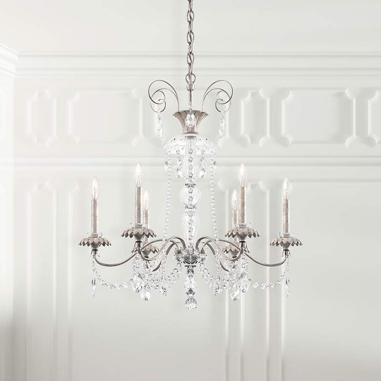 Image 1 Helenia 30"H x 28"W 6-Light Crystal Chandelier in Antique Silver