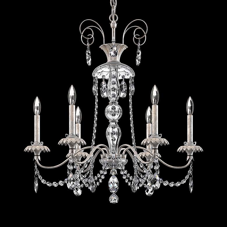 Image 3 Helenia 30"H x 28"W 6-Light Crystal Chandelier in Antique Silver more views