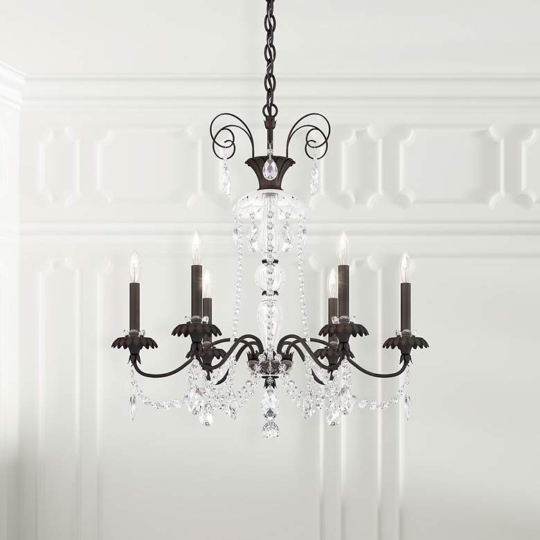 Image 1 Helenia 30"H x 28"W 6-Light Crystal Chandelier in Black