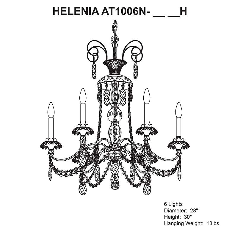 Image 5 Helenia 30"H x 28"W 6-Light Crystal Chandelier in Black more views