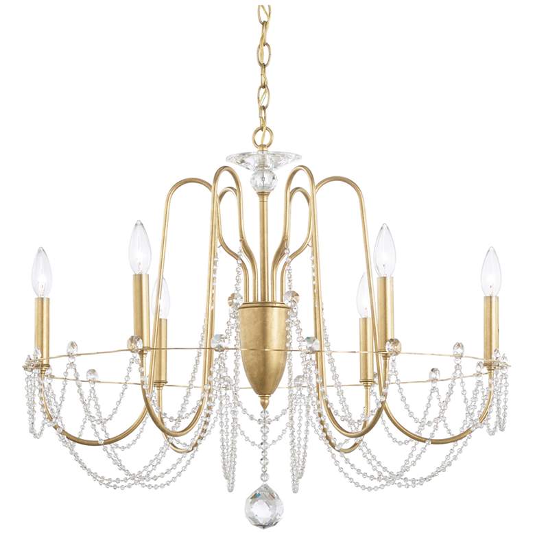 Image 1 Helenia 30 inchH x 28 inchW 6-Light Crystal Chandelier in Heirloom Gold