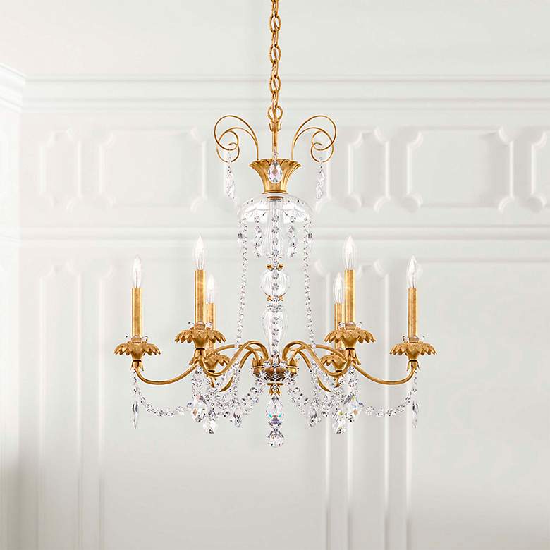 Image 1 Helenia 30"H x 28"W 6-Light Crystal Chandelier in Heirloom Gold