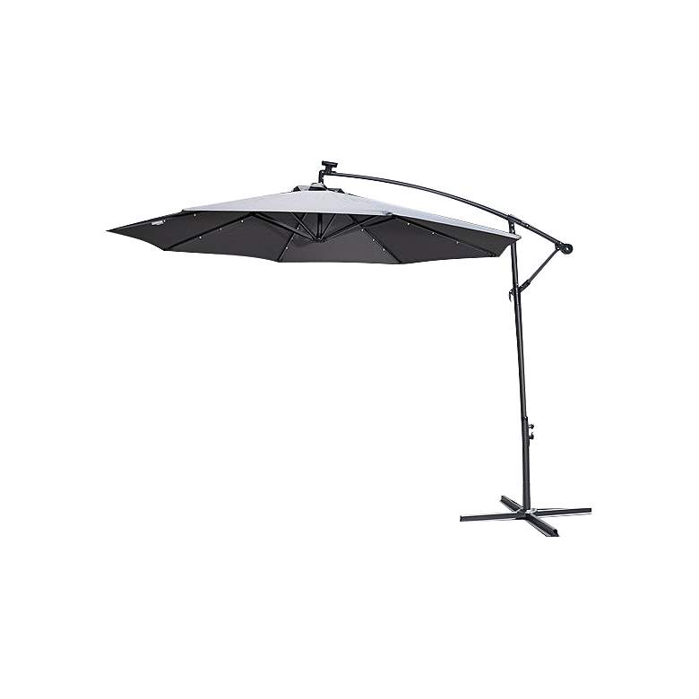 Image 1 Heli 10-Foot Dark Gray Fabric Hanging Umbrella w/ LED Lights