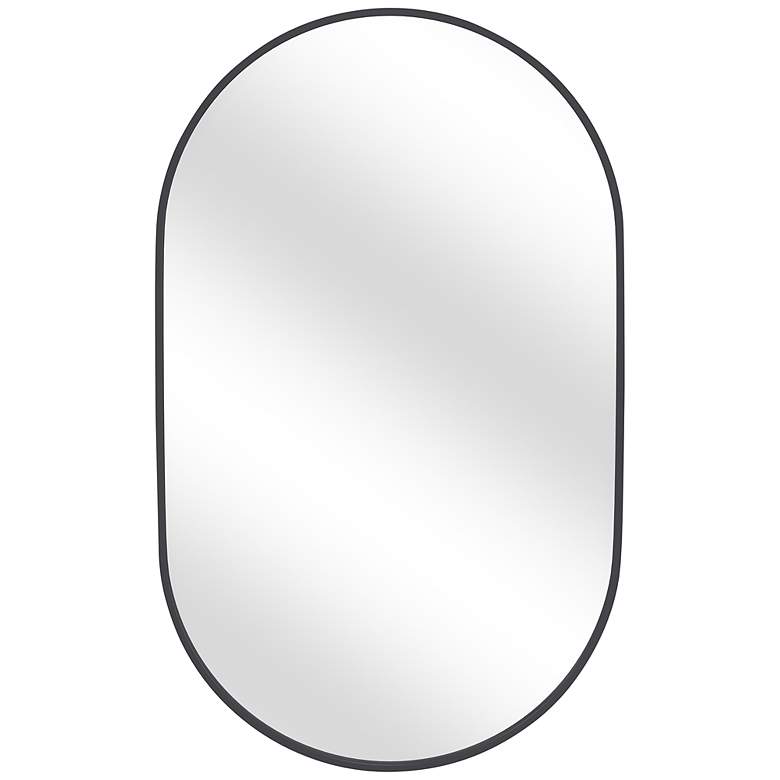 Image 2 Helicon Matte Black 22" x 36" Oval Vanity Wall Mirror