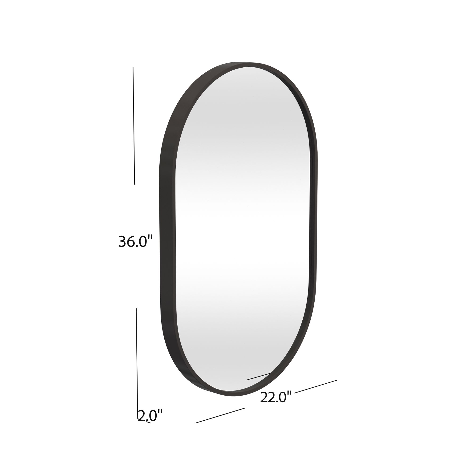 Helicon Matte Black 22" x 36" Oval Vanity Wall Mirror
