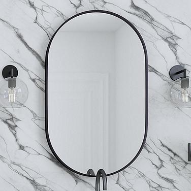 Helicon Matte Black 22" x 36" Oval Vanity Wall Mirror